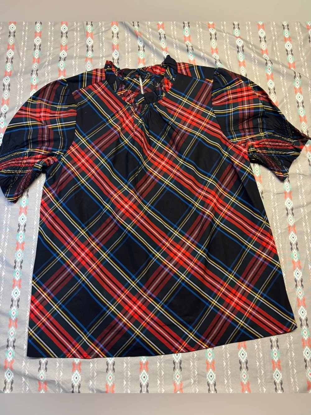 ⚛️J. Crew Plaid Short-Sleeve Top